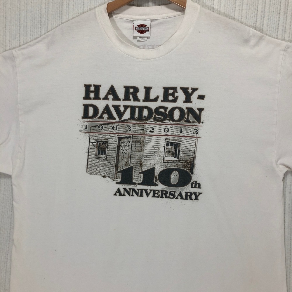 Harley Davidson Manatee River‎ 110th Anniversary Graphic T Shirt White XX Large